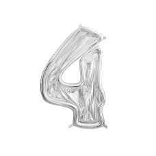 Party Deco Number Frame #4 for latex balloons 126cm Silver