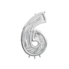 Party Deco Number Frame #6 for latex balloons 126cm Silver