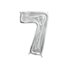 Party Deco Number Frame #7 for latex balloons 126cm Silver