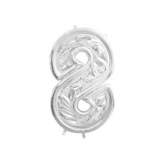 Party Deco Number Frame #8 for latex balloons 126cm Silver
