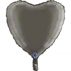 18inch Heart Holographic Platinum Grey Heart P1