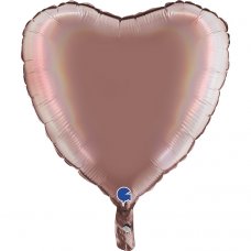 18inch Heart Holographic Platinum Rose Heart P1