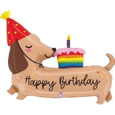 43inch Happy Birthday Dachshund Shape P1
