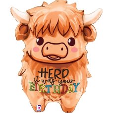 27inch Highland Cow Birthday Shape P1
