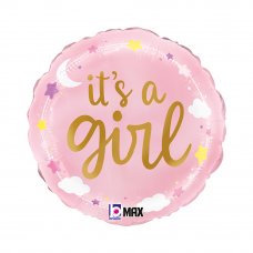 It's a Girl Stars & Clouds 18inch Round P1