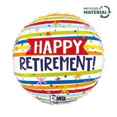 Happy Retirement Stripes 18inch Round P1