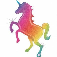 54inch Glitter Rainbow Unicorn Holographic Shape P1