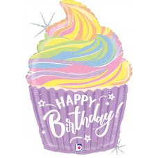 27inch Pastel Birthday Cupcake Shape P1
