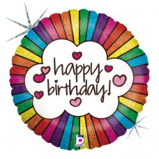 Retro Rainbow Birthday 18Inch Round P1