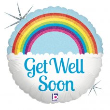 Get Well Soon Rainbow Holographic 18Inch Round P1