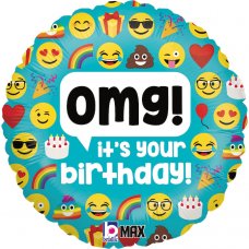 Emoji OMG Birthday 18Inch Round P1