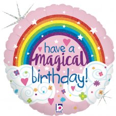 Glitter Magical Rainbow Birthday Holographic 18Inc Round P1