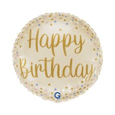 Cream Happy Birthday 18inch Round P1