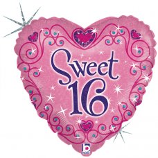 Sweet 16 Sparkles Holographic 18inch Heart P1