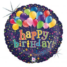 Big Bunch of Balloons Birthday Holographic 18inch Round P1