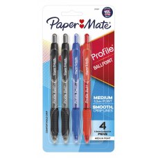 Papermate Profile RT Bold 1.4mm Ballpoint Assorted Pack 4