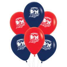 NRL Roosters Printed 30cm Balloons 6pk