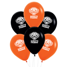NRL West Tigers Printed 30cm Balloons 6pk
