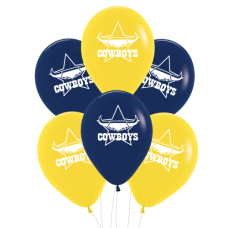 NRL Cowboys Printed 30cm Balloons 6pk