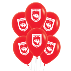 NRL Dragons Printed 30cm Balloons 6pk