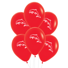 NRL Dolphins Printed 30cm Balloons 6pk