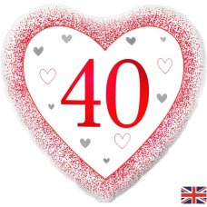 18 inch Happy 40th Anniversary Heart Ruby Pack 1