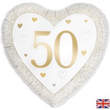 18 inch Happy 50th Anniversary Heart Gold Pack 1