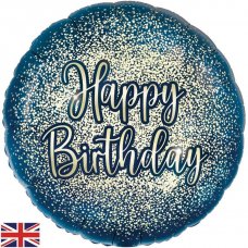 18 inch Metallic Glitter Navy Gold Happy Birthday Pack 1