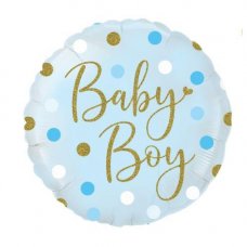 Sparkliing Baby Boy Dots 18inch Holographic Pack 1