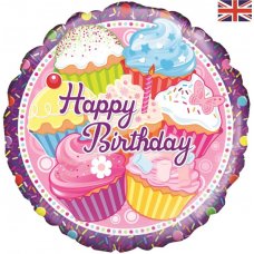 Happy Birthday Cupcakes 18inch Holographic Pack 1
