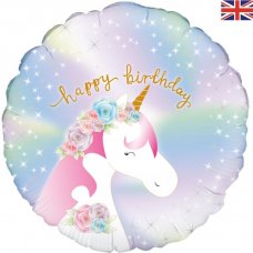 Happy Birthday Pastel Unicorn 18inch Iridescent Pack 1