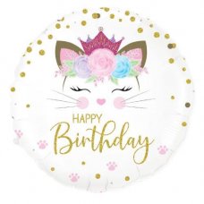 Floral Kitten Birthday 18inch Holographic Pack 1