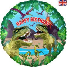 Jurassic Dinosaur Happy Birthday 18inch Metallic Pack 1
