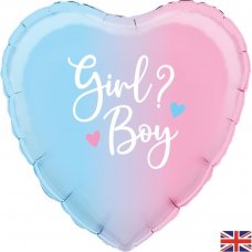 Ombre Heart Gender Reveal 18inch Pack 1