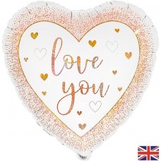 Love You Hearts Rose Gold 18inch Holographic Pack 1