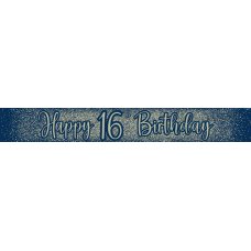 Metallic Glitter Navy Happy 16th Birthday Banner Pack 1