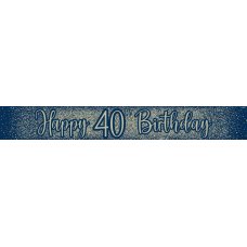 Metallic Glitter Navy Happy 40th Birthday Banner Pack 1