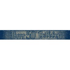 Metallic Glitter Navy Happy 50th Birthday Banner Pack 1