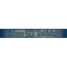 Metallic Glitter Navy Happy 90th Birthday Banner Pack 1