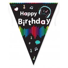 Music Media Birthday Holographic Bunting Pack 1