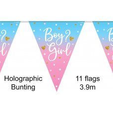 Boy or Girl Gender Reveal Holographic Bunting Pack 1