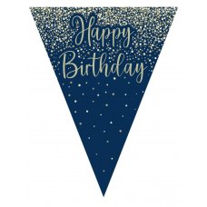 Bunting Metallic Glitter Navy Gold Happy Birthday Pack 1