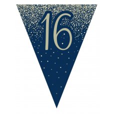 Bunting Metallic Glitter Navy Gold 16 Pack 1