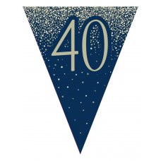 Bunting Metallic Glitter Navy Gold 40 Pack 1