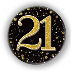 Badge 75mm Sparkling Fizz #21 Black/Gold Pack 1