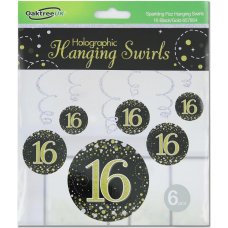 Hanging Swirl Sparkling Fizz #16 Black/Gold Pack 6